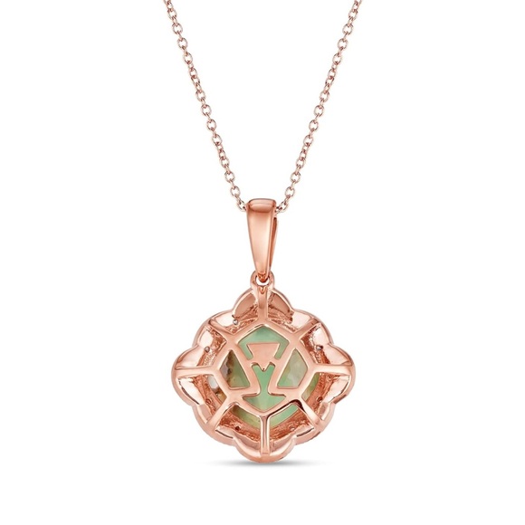 14k Levian Strawberry Gold Vanilla Chocolate Peacock Clover Pendant Necklace - Picture 3 of 7